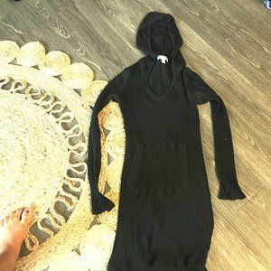 Black Stretchy Hooded dress/long shirt